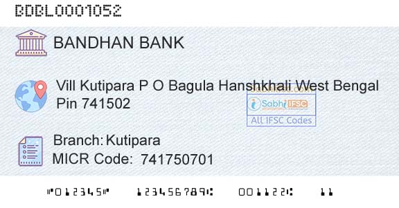 Bandhan Bank Limited KutiparaBranch 