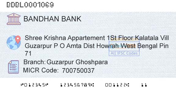 Bandhan Bank Limited Guzarpur GhoshparaBranch 