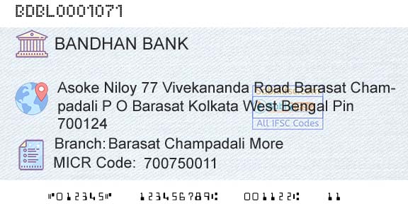Bandhan Bank Limited Barasat Champadali MoreBranch 