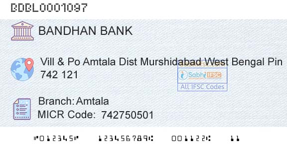 Bandhan Bank Limited AmtalaBranch 