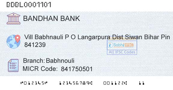 Bandhan Bank Limited BabhnouliBranch 