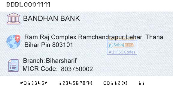 Bandhan Bank Limited BiharsharifBranch 