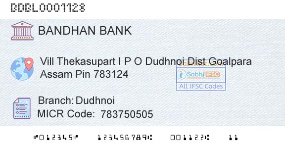 Bandhan Bank Limited DudhnoiBranch 