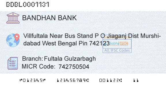 Bandhan Bank Limited Fultala GulzarbaghBranch 