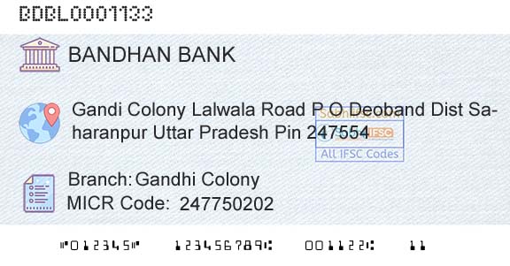 Bandhan Bank Limited Gandhi ColonyBranch 
