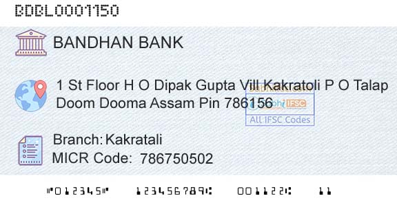 Bandhan Bank Limited KakrataliBranch 