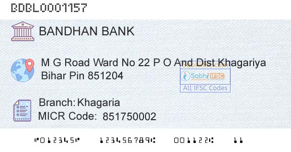 Bandhan Bank Limited KhagariaBranch 