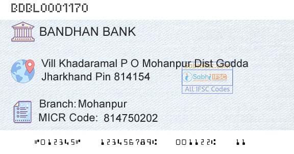Bandhan Bank Limited MohanpurBranch 
