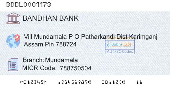 Bandhan Bank Limited MundamalaBranch 