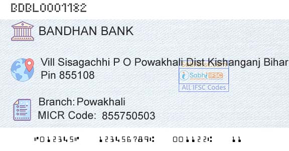 Bandhan Bank Limited PowakhaliBranch 