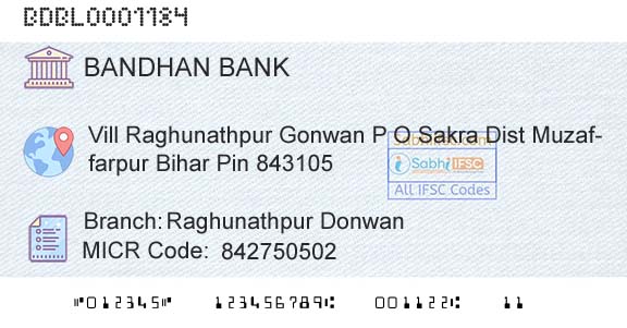 Bandhan Bank Limited Raghunathpur DonwanBranch 