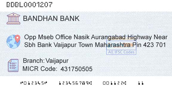 Bandhan Bank Limited VaijapurBranch 