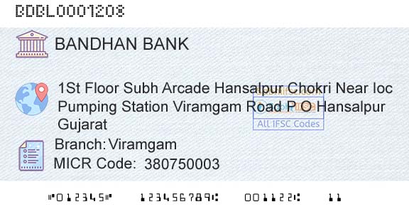 Bandhan Bank Limited ViramgamBranch 