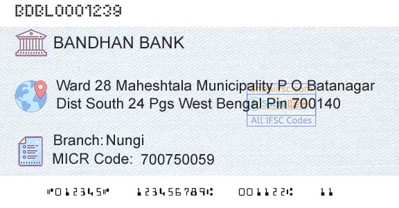 Bandhan Bank Limited NungiBranch 
