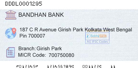 Bandhan Bank Limited Girish ParkBranch 