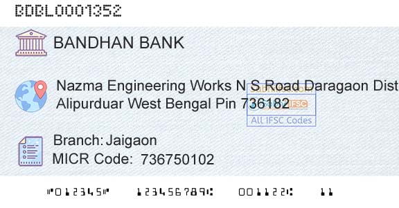 Bandhan Bank Limited JaigaonBranch 