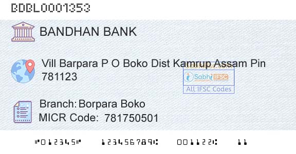 Bandhan Bank Limited Borpara BokoBranch 