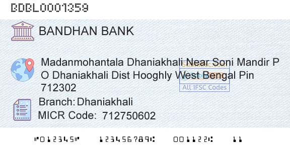 Bandhan Bank Limited DhaniakhaliBranch 