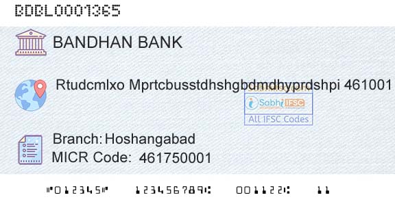 Bandhan Bank Limited HoshangabadBranch 