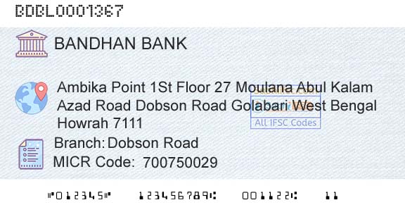 Bandhan Bank Limited Dobson RoadBranch 