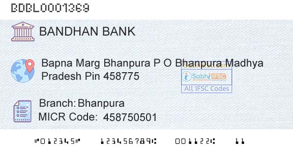 Bandhan Bank Limited BhanpuraBranch 