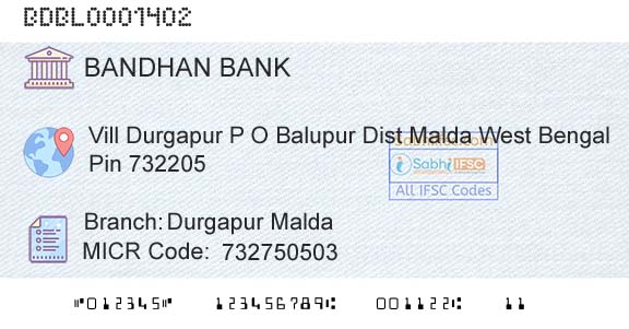 Bandhan Bank Limited Durgapur MaldaBranch 