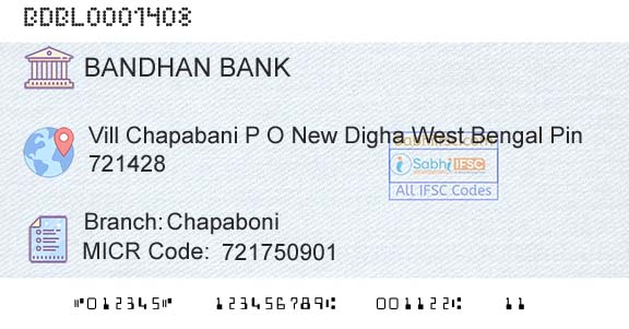 Bandhan Bank Limited ChapaboniBranch 