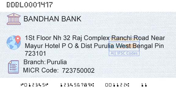 Bandhan Bank Limited PuruliaBranch 