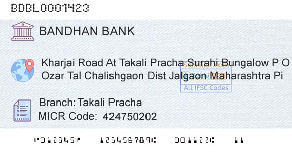 Bandhan Bank Limited Takali PrachaBranch 