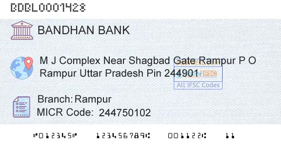 Bandhan Bank Limited RampurBranch 
