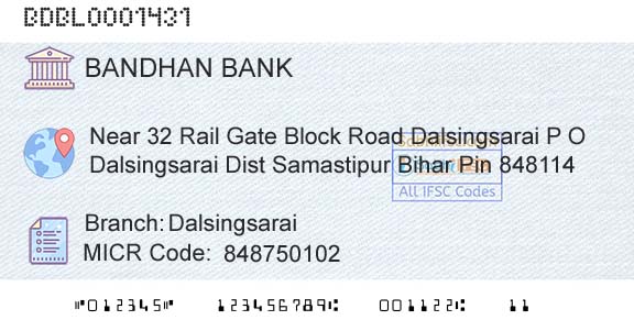 Bandhan Bank Limited DalsingsaraiBranch 