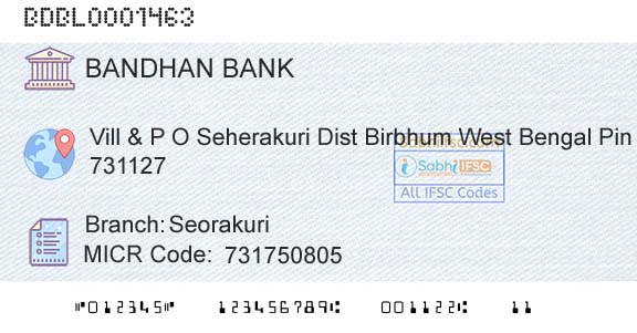 Bandhan Bank Limited SeorakuriBranch 