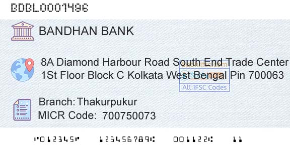 Bandhan Bank Limited ThakurpukurBranch 