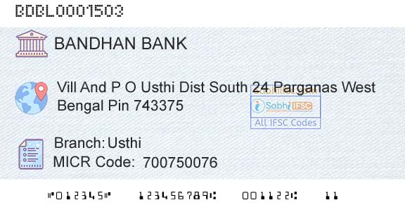 Bandhan Bank Limited UsthiBranch 