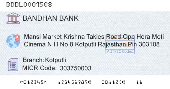 Bandhan Bank Limited KotputliBranch 