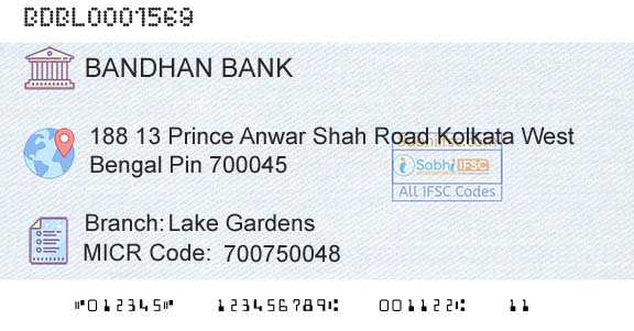Bandhan Bank Limited Lake GardensBranch 