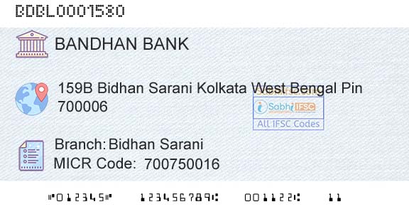 Bandhan Bank Limited Bidhan SaraniBranch 