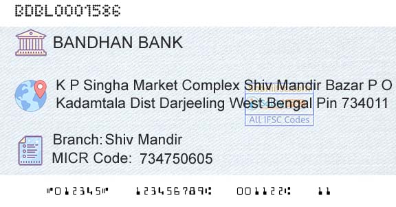 Bandhan Bank Limited Shiv MandirBranch 