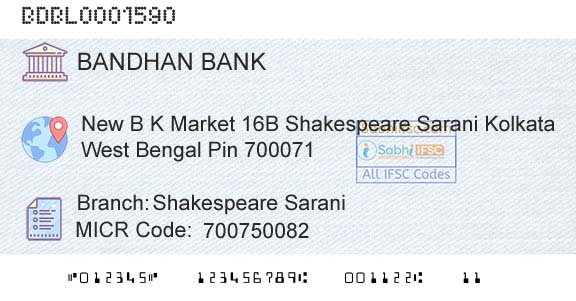 Bandhan Bank Limited Shakespeare SaraniBranch 