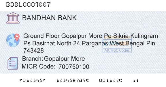 Bandhan Bank Limited Gopalpur MoreBranch 