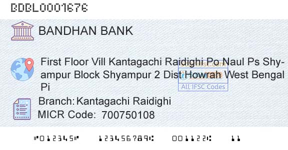 Bandhan Bank Limited Kantagachi RaidighiBranch 