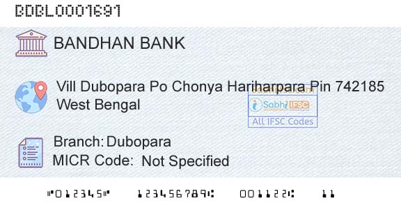 Bandhan Bank Limited DuboparaBranch 