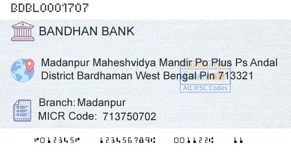 Bandhan Bank Limited MadanpurBranch 
