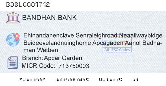 Bandhan Bank Limited Apcar GardenBranch 
