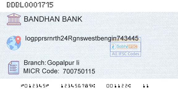Bandhan Bank Limited Gopalpur IiBranch 