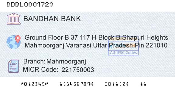 Bandhan Bank Limited MahmoorganjBranch 