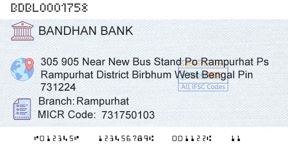 Bandhan Bank Limited RampurhatBranch 