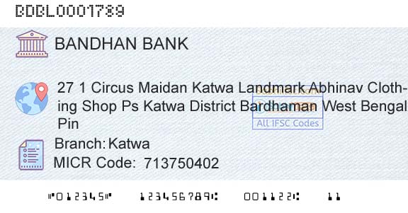 Bandhan Bank Limited KatwaBranch 
