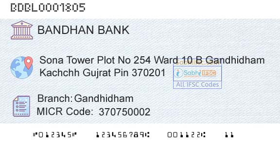 Bandhan Bank Limited GandhidhamBranch 
