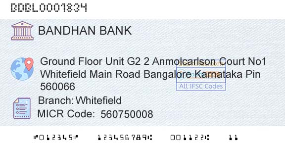 Bandhan Bank Limited WhitefieldBranch 